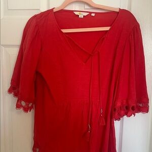 Boden Red/Pink  Women's Top with Lace Sleeves size 14